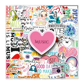 50Pcs Music Motivational Stickers,Music Graffiti Stickers,Vinyl Waterproof Sticker for Kids Teens Girls,for Phone Laptop Water Bottles Skateboard Computer Phone Luggage Guitar Car Gifts Sticker