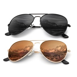 QALLY Aviator Sunglasses Polarized Sun-Glasses: Aviators Sunglasses for Men Women with UV Protection for Driving - V4