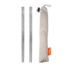 TiTo Titanium Chopsticks 2 Pairs Ultralight Eco-Friendly Chop Sticks Portable Flatware Dishwasher Safe Reusable for Outdoor Camping Trekking with Bag Tableware (Bright Titanium)
