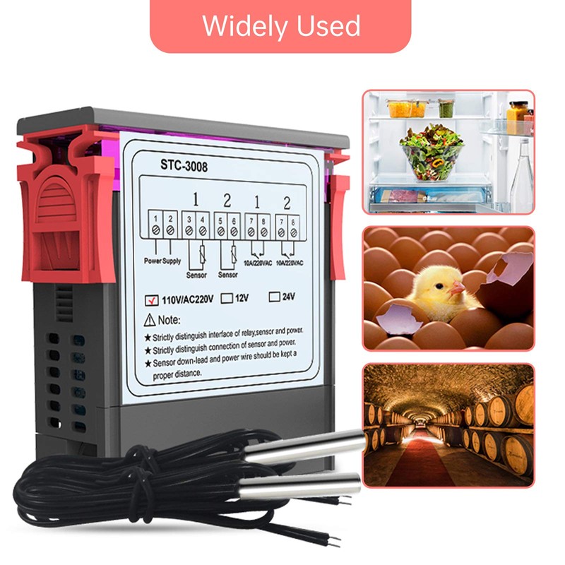 RUIZHI STC-3008 Digital Temperature Controller Thermostat Dual Digital Display Temperature