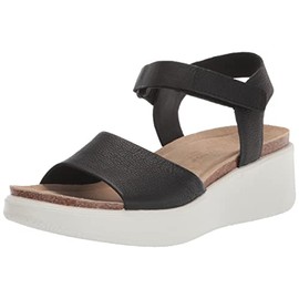 ECCO Women's Flowt Wedge Cork Sandal, Black, 7-7. 5