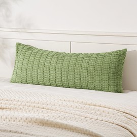 MIULEE Pack of 1 Sage Green Long Body Lumbar Decorative Throw Pillow Cover 14x36 Inch for Bed Couch Sofa Living Room Soft Boho Pillow Cover Modern Farmhouse Home Decor
