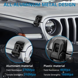 AUTOUTLET Wrangler Hood Latch Lock Catch Kit, Aluminum Alloy Hood Latch with Rust-Resistant Coating for Jeep Wrangler JK/JKU 2007-2017 & JL/JLU 2018-2022 & Jeep Gladiator JT 2020+