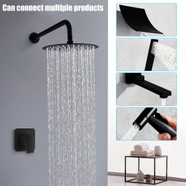 CEIEVER Flush-Mounted Shower Mixer Tap with Screw and Key Shower Bathroom Flush-Mounted Brass Shower Fitting Complete Assembly Set Tap Single Lever Mixer Tap Flush-Mounted for Shower (Black)