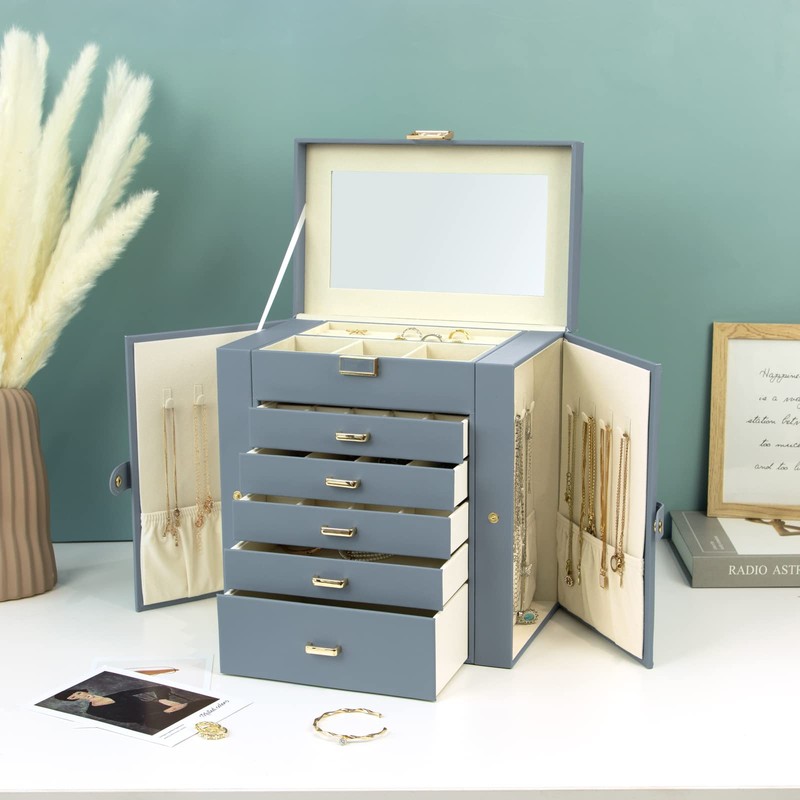 KAMIER Jewelry Box for Women, 6-Layer Large Jewelry Organizer Box