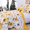 EVENHUG 100% Cotton Quilt Queen Size Yellow Sunflower Bedding Set