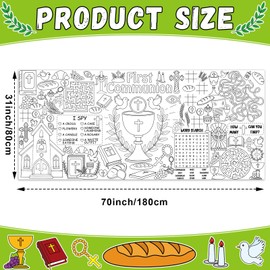 First Communion Giant Coloring Poster Large God Bless Versatile Activity Drawing Paper Coloring Tablecloth DIY Gaming Theme Poster Table Cover Children Art Craft Coloring Mat Baptism Craft Supplies