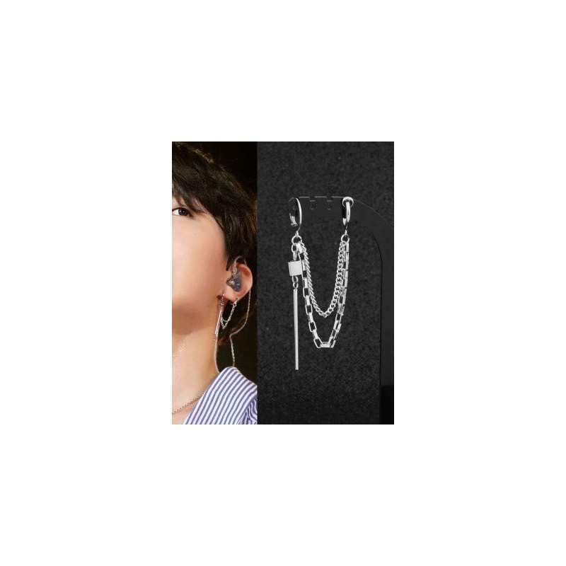BTS style earrings j-hope model chain earrings fake earrings popular