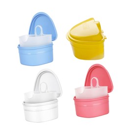 Baluue Box Bath Case Cleaning Tablets Fake Teeth Holder To Go Containers with Lids Storage Container False Dentures Red