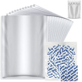 50 Pack 1 Gallon Mylar Bags for Food Storage with Oxygen Absorbers for Rice, Grains, Coffee Beans and Emergency Long Term Food Storage