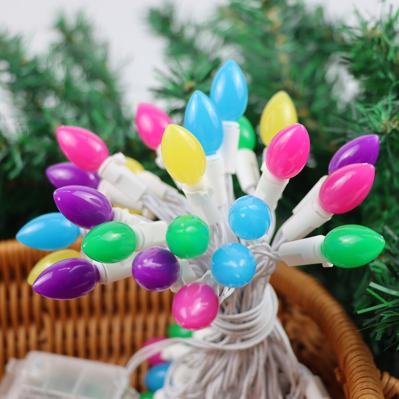 HUGSVIK Easter Lights Battery Operated, 50 LED 17FT Easter Pastel