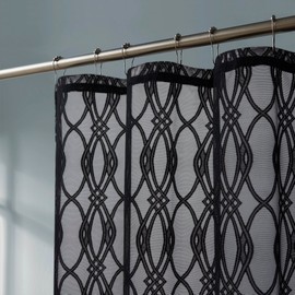 WARM HOME DESIGNS Modern Shower Curtain 84 Inches Long. Black Shower Curtain Fabric Features Moroccan Geo Design. Geometric Shower Curtain for Modern Bathroom Decor, Black Bathroom Decor. GSH Black 84