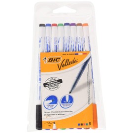 Bic Velleda 1721 Whiteboard Pens Fine Bullet Nib - Assorted Colours, Pack of 8