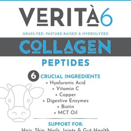 Verita’6 Collagen Peptides - Edible Supplement for Skin Health Healthcare Dietary Hair Biotin Beauty Nail Fitness Vitamin Bathroom