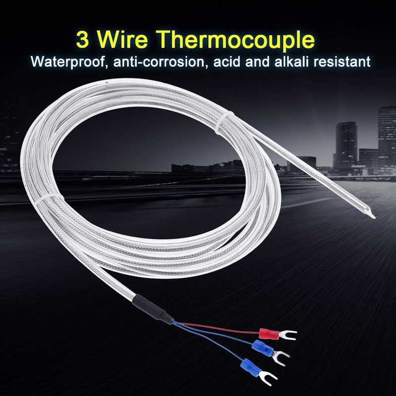 Walfront PT100 5M Thermocouple Wire 3 Wire Sensor Probe High
