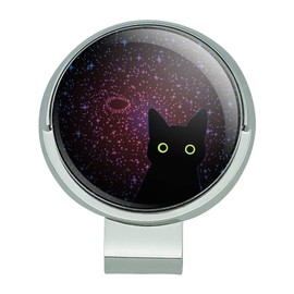 GRAPHICS & MORE Black Cat in Space with Stars and Galaxy Golf Hat Clip with Magnetic Ball Marker