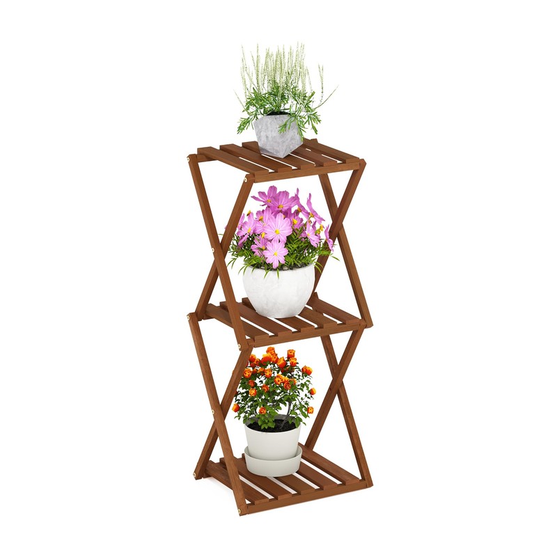 Furinno Tioman Outdoor Toolless Multipurpose Folding Display Shelf, Plant Stand,