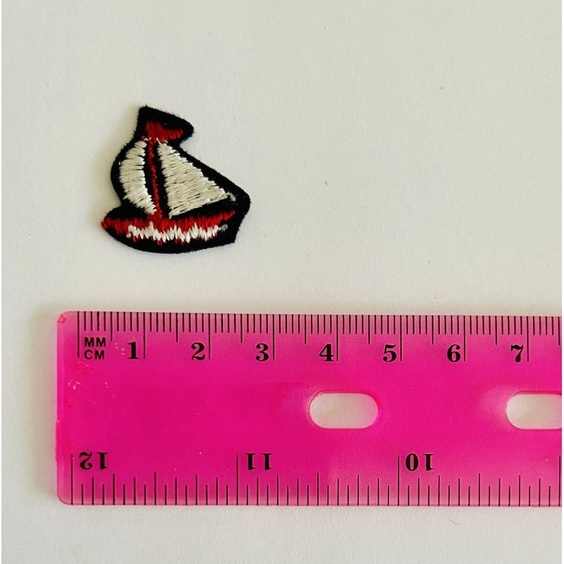 Red White Sailboat DIY Sew On Patch Embroidered