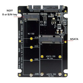 NFHK 2 in 1 Combo M.2 NGFF B-Key & mSATA SSD to SATA 3.0 Adapter Converter Case Enclosure