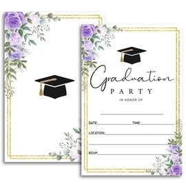 FujLoy 20 Cards with Envelopes, graduation party invitations 2024, 2024 College, High School, University Grad Celebration.（BT2） (Purple 081)