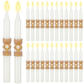 Conelist 24 Pcs First Communion Candles Baptism Religious Candles Church Catholic Prayer Gifts for Baptism Baby Shower Jhs Holy Spirit Favors