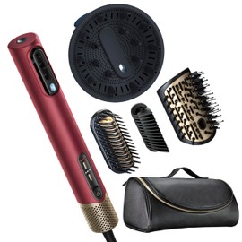 Infiniti PRO by CONAIR DigitalAIRE Hair Dryer Drying Wand, Straightener and Styler, Ionic All-in-One Digital Motor Blow Dryer, Includes 4 High-Performance Attachments, Cherry Red