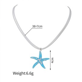 OAOSIOH Bohemian Large Starfish Pendant Necklace For Women Trendy, Cute Boho Big Starfish White Rope Choker Necklaces Dainty Holiday Beach Party Jewelry Gift (Blue)