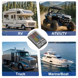 UCkasayfy 12-Way Car Fuse Holder 12 V Fuse Box Blade Fuse ATC/ATO 24 Fuses Fuse Holder with LED Display for Car, Boat, Camper, Caravan