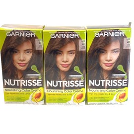 Garnier 3PK- Garnier Nutrisse Nourishing Hair Color Creme 41 Iced Coffee Dark Nude Brown