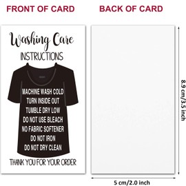 Grenali 50 White T-Shirt Care Cards, 3.5 x 2 Inches, T-Shirt Washing Instructions, Care Instructions Insert for Small Business Packaging