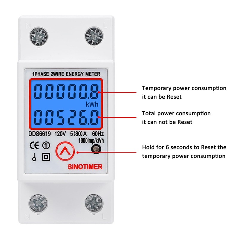 SINOTIMER DDS6619 Din Rail Single Phase Energy kWh Electric Meter