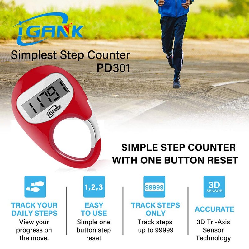 iGANK Simple Walking Pedometer Step Counter for men women kids