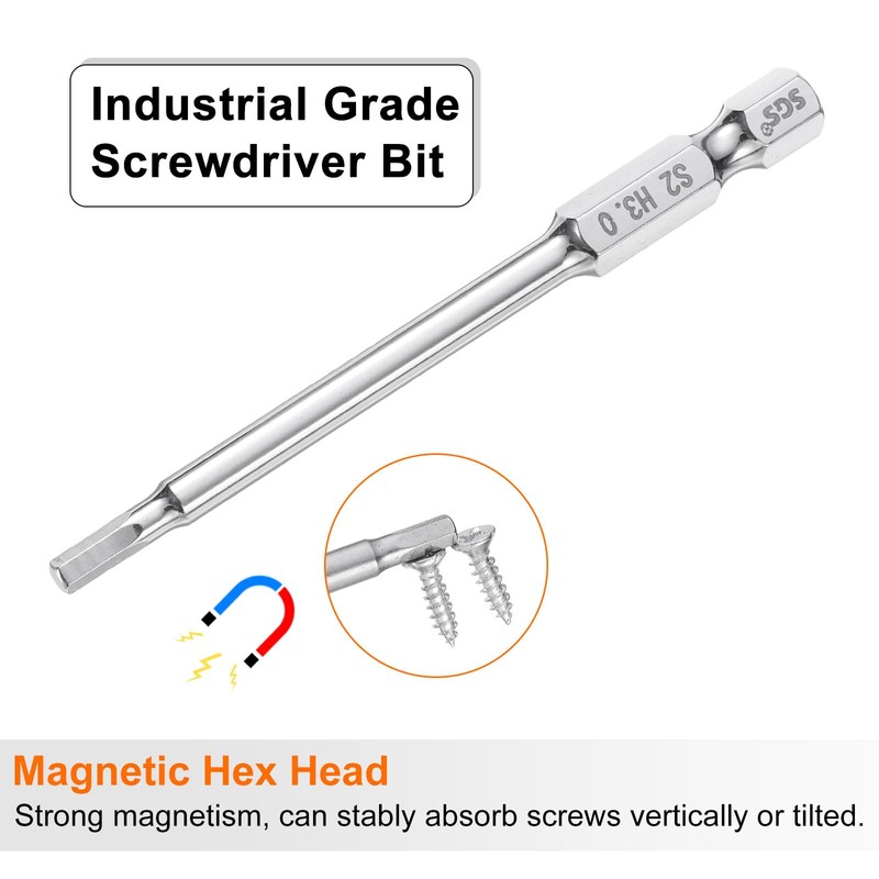 sourcing map 5pcs Hex Head Wrench Drill Bit 3mm (H3)