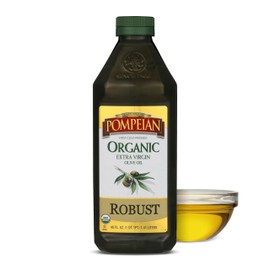 Pompeian Robust Organic Extra Virgin Olive Oil - 48 fl oz - 1.41 L - First Cold Pressed Olive Oil for Cooking - Full-Bodied Taste for Dressings and Marinades