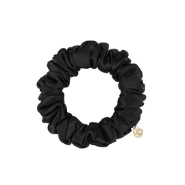 EVITA PERONI Hair Ties, Mulberry Silk Hair Scrunchies for Women Girls, Silk Hair Ties No Damage, Gentle on Hair, Sleep Hair Care - Black