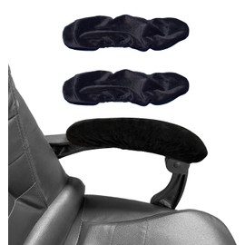 BAIDATONG Velvet Office Chair Armrest Covers - Stretchable & Removable Armrest Protectors for Desk Chairs, Computer Chair, Gaming Chairs - Soft & Durable (2Pcs, Black)