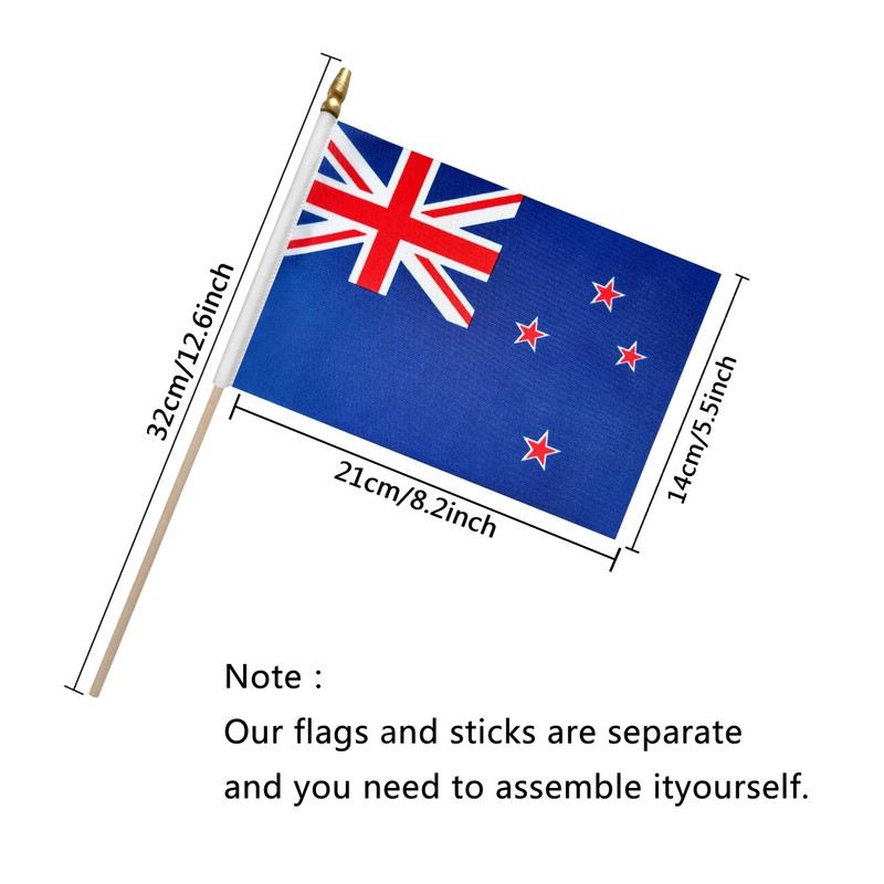 TSMD New Zealand Kiwi Stick Flag New Zealander Small Mini