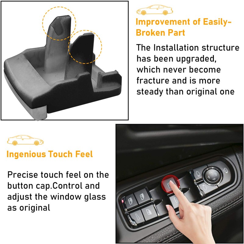 TTCR-II Interior Window Lift Switch Button Cap for Cayenne 2011-2018,