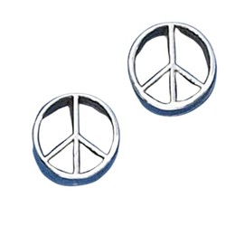 Peace Symbol Sign 925 Solid Sterling Silver Stud Post Earrings 7 mm DIY Crafting by Wholesale Charms