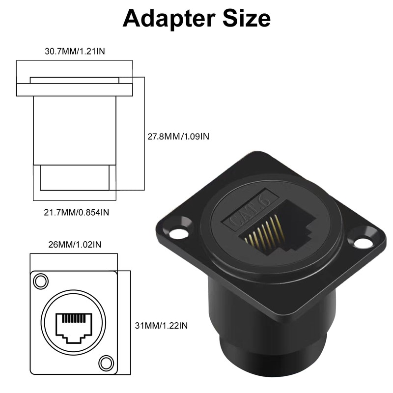 Poyiccot RJ45 Panel Mount Coupler, 1-Pack D-Type RJ45 Pass Though