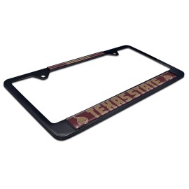 Texas State University Bobcats black metal license plate frame