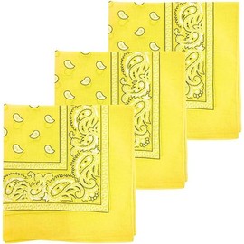 Juoar 22"X22" 100% Cotton Paisley Printed Bandanas Large Thick Scarfs Fashion Headwear for Men and Women (3, Yellow)