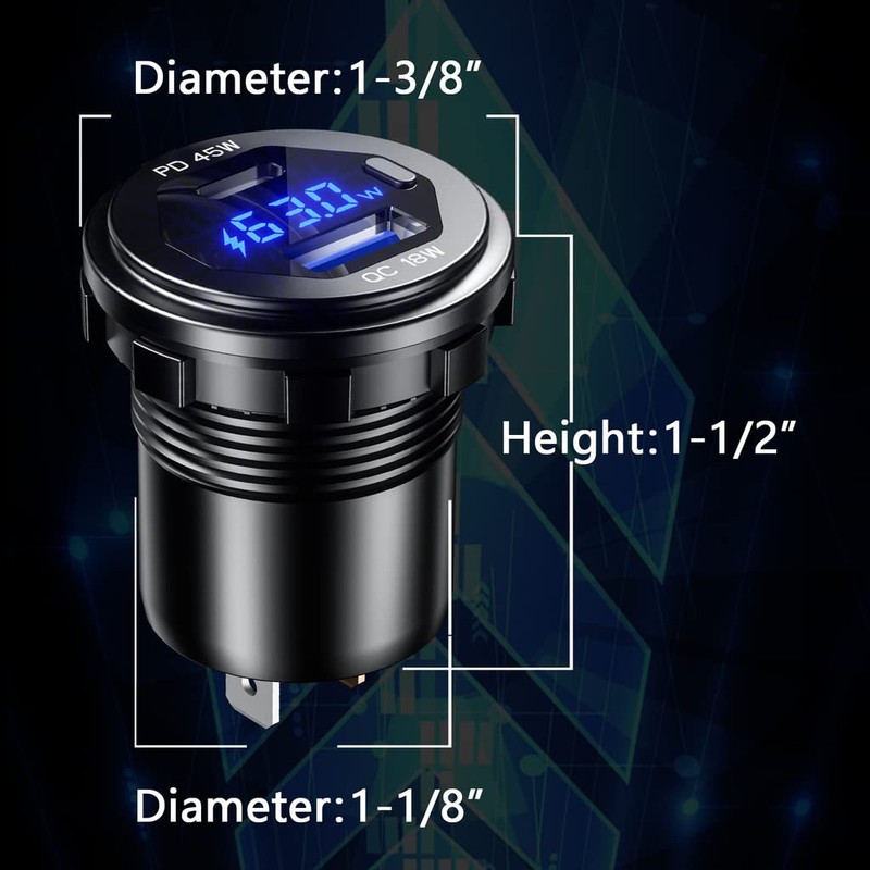 GOBGOD USB C Car Charger Socket 12V/24V USB Outlet, 45W