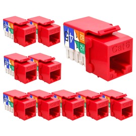 Beszin Cat.6 RJ45 110 Type Keystone Jack (10-Pack, Red)