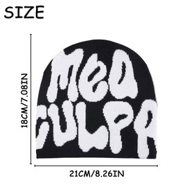 MUNSKT Y2K Beanie for Women Knitted Cool Beanies with Graphic Winter Warm Hat for Men and Women Black 57, black