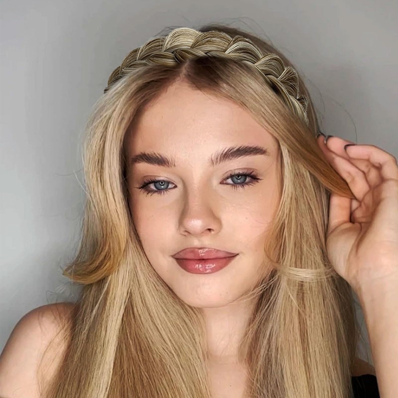 Weenwill Hair Braid Headband,Messy Wide 2 Strands Fishtail Braided Plaited