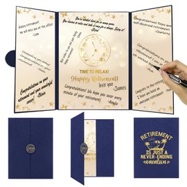 Trgowaul Retirement Guest Book Alternative, Happy Retirement Party Decorations, Blue Gold Happy Retirement Signature Book, Funny Card Congrats Retired Party Supplies Gifts Sign for Men Women Coworkers