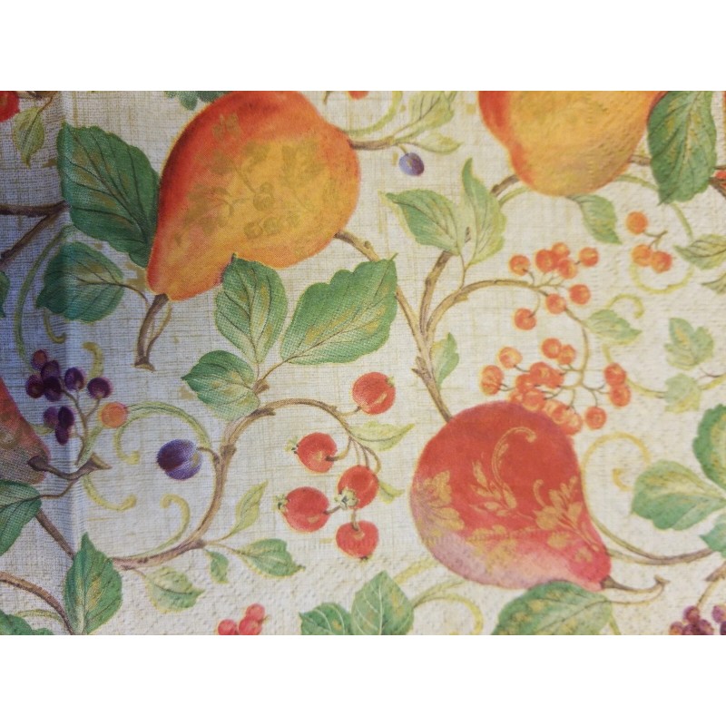 TWO Individual Napkins Fruits Pear Natural Cocktail for Decoupage (1220)