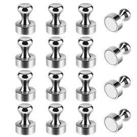 Super Strong Magnetic Push Pins, Magnetic Hook, Magnetic Pins, Set of 16, Perfect for Refrigerator, Map, Whiteboard, Office