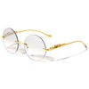 Dweebzilla Jaguar Rimless Round Metal Frame Luxury Sunglasses (Gold Frame,